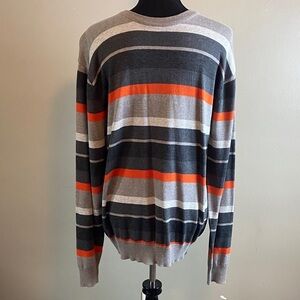Retrofit Men’s Striped Gray and Orange Crewneck Sweater Sz L NWOT